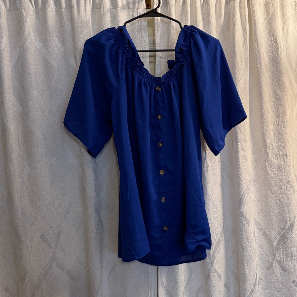 Blue Button-Up Blouse